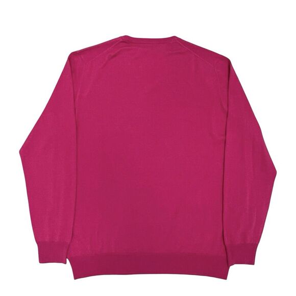 Saks Fifth Avenue Silk Cashmere Sweater V-Neck Long Sleeve Pink Magenta Men’s XL - Picture 2 of 7